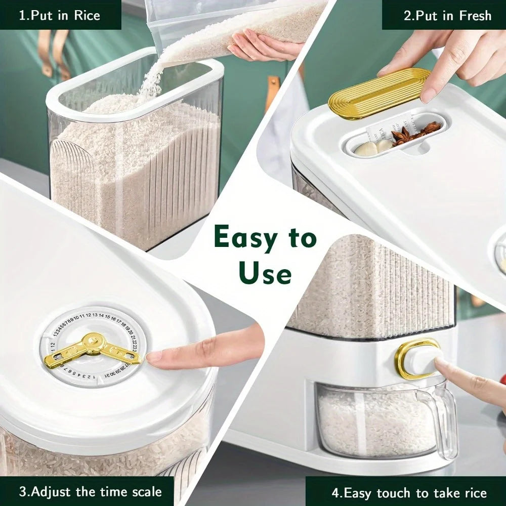 Rice Dispenser 5kg/10kg – Airtight Container with Measuring Cup